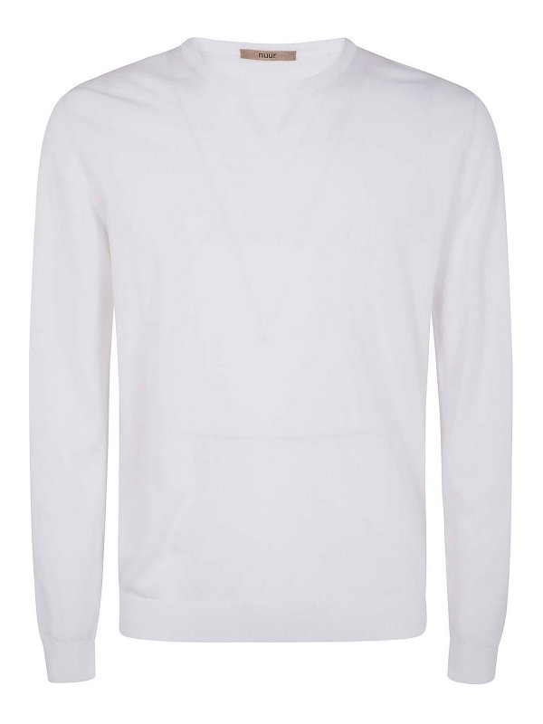 NUUR: Strickpullover mit Rundhalsausschnitt - Rundhalspullover - Weiß