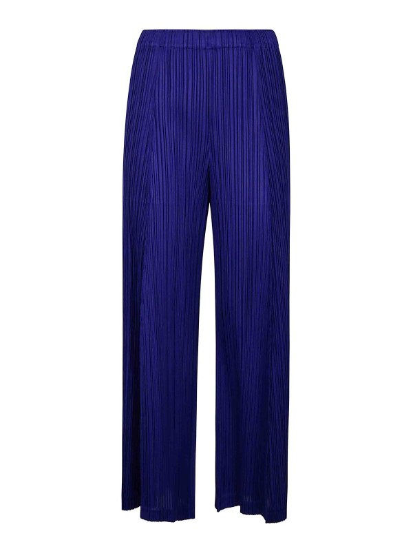 PLEATS PLEASE ISSEY MIYAKE: カジュアルトラウザー - カジュアルパンツ - ブルー