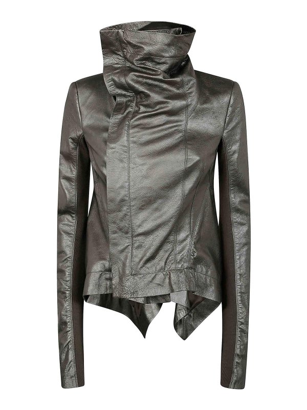 RICK OWENS: leather jacket - Leather Naska Biker Jacket