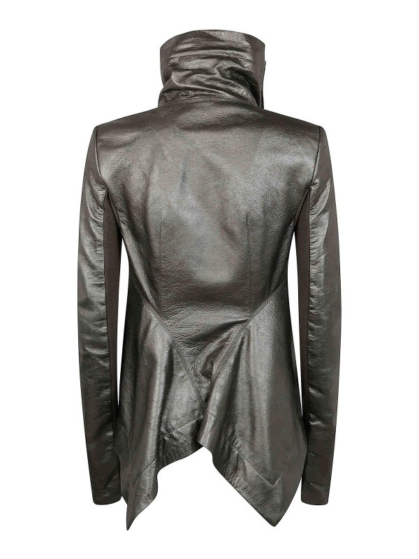 レザージャケット・コート RICK OWENS LEATHER NASKA BIKER JACKET (RP01E7743 LBAM 68) Rick Owens Naska Leather Biker Jacket | Black | FARFETCH