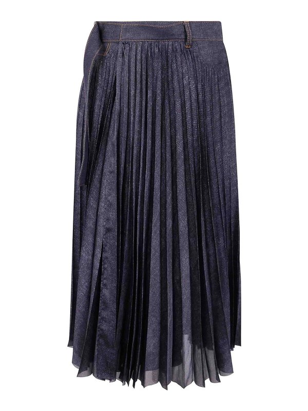 Sacai: ニーレングススカート＆ミディ丈 - 膝丈/ミディスカート - ブルー