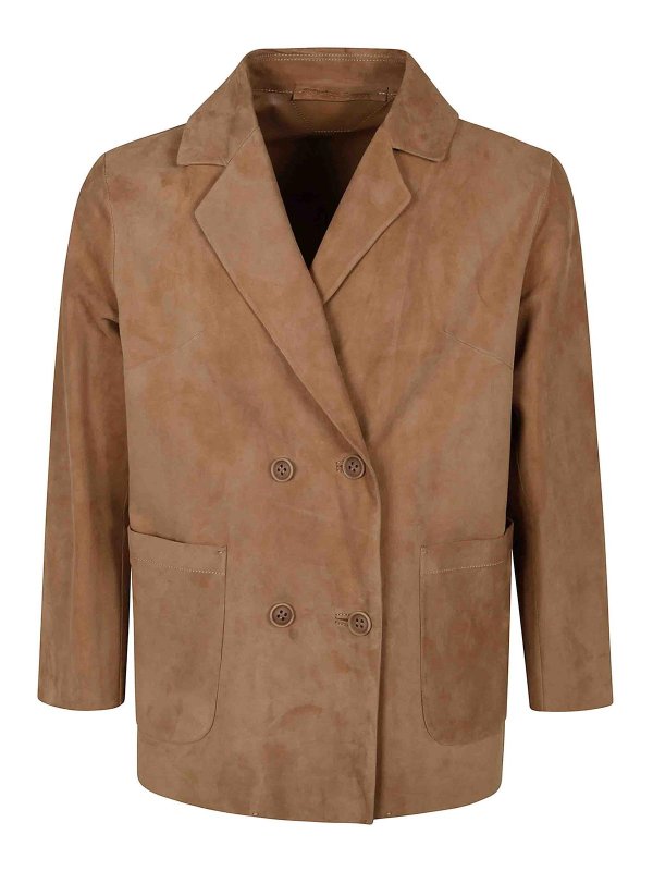 SALVATORE SANTORO: レザージャケット - レザージャケット - ヌードカラー