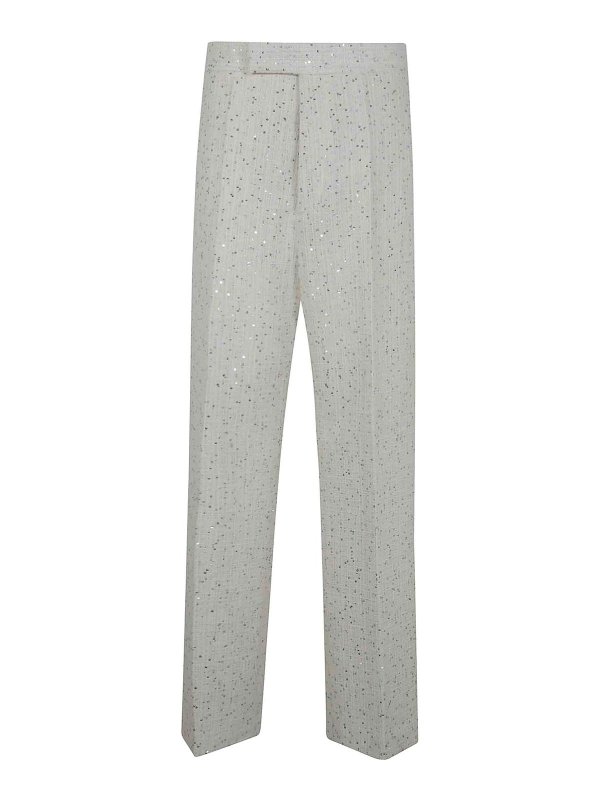 SAPIO: casual trousers - Braided Sequins Wide Leg Trousers