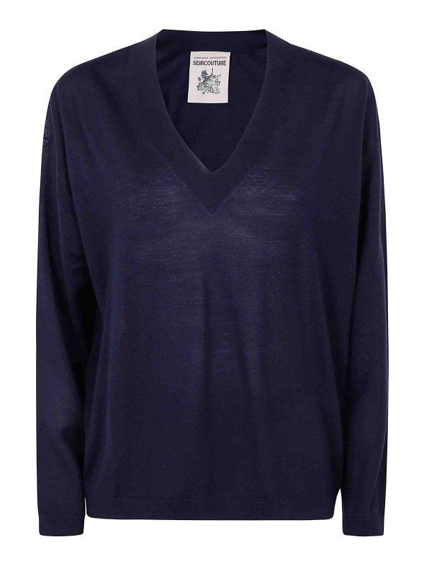 Semicouture: クルーネック - クルーネック - ブルー