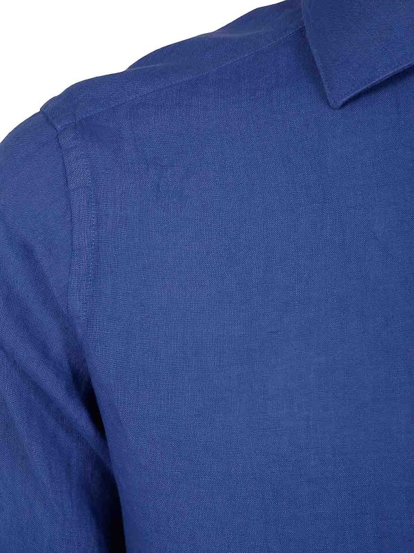 Tintoria Mattei Linen Classic Shirt - Blue - Men | X66TNWUD2
