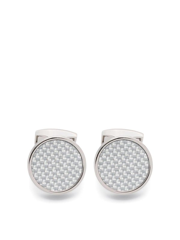 TATEOSSIAN: Cufflinks - Cufflinks Round Palladium Alutex Enamel Grey