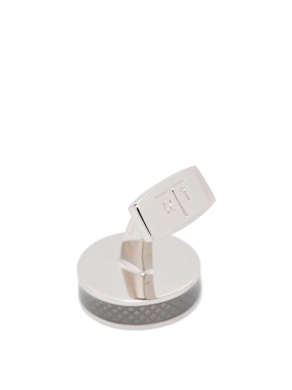 TATEOSSIAN: Cufflinks online - Cufflinks Round Palladium Alutex Enamel Grey