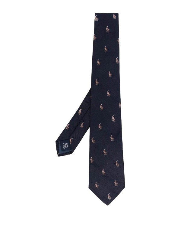【美品】Polo Ralph Lauren ネクタイ　黒 ストライプド シルク ナロー クラブ タイ （ネクタイ）｜POLO