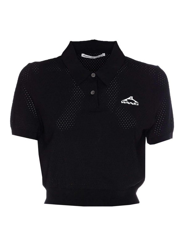 ALEXANDER WANG: polo shirts - Black Short Sleeves Polo