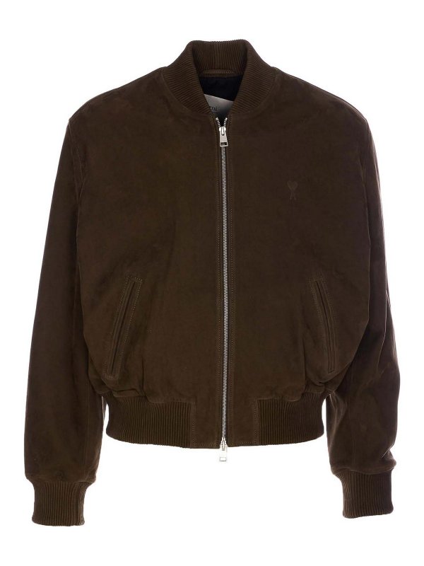 AMI PARIS: leather jacket - Suede Ami De Coeur Jacket