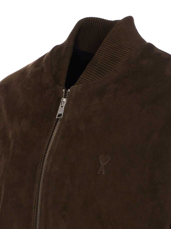 The Best Shops AMI PARIS: leather jacket - Suede Ami De Coeur Jacket