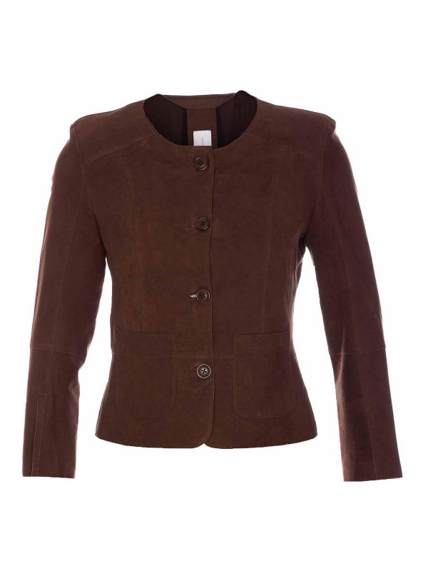 Bully: leather jacket - Brown Suede Jacket