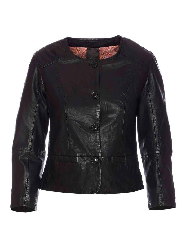 Bully: leather jacket - Black Leather