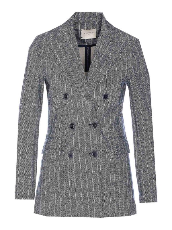CIRCOLO 1901: blazers - Blue Double Breasted Buttons Closure
