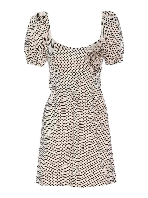 ELISABETTA FRANCHI: knee length dresses - Embroidered Cotton Dress