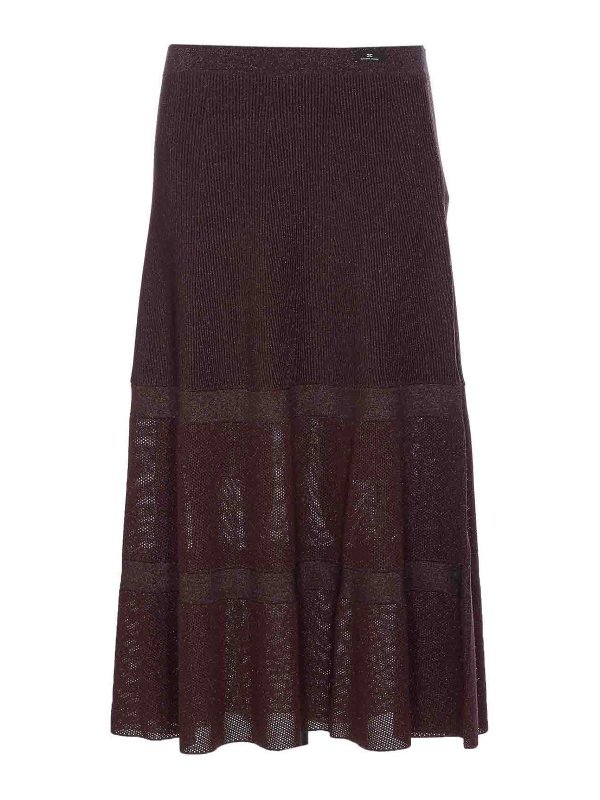 ELISABETTA FRANCHI: ニーレングススカート＆ミディ丈 - 膝丈/ミディスカート - ブラウン