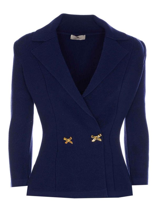 ELISABETTA FRANCHI: blazers - Knitted Blazer With Jewel Bow