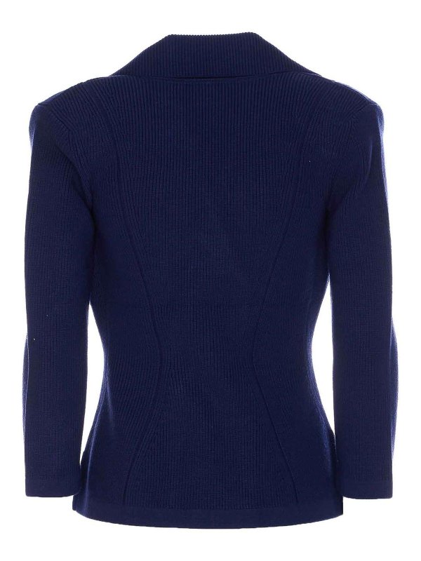 ELISABETTA FRANCHI: blazers online - Knitted Blazer With Jewel Bow