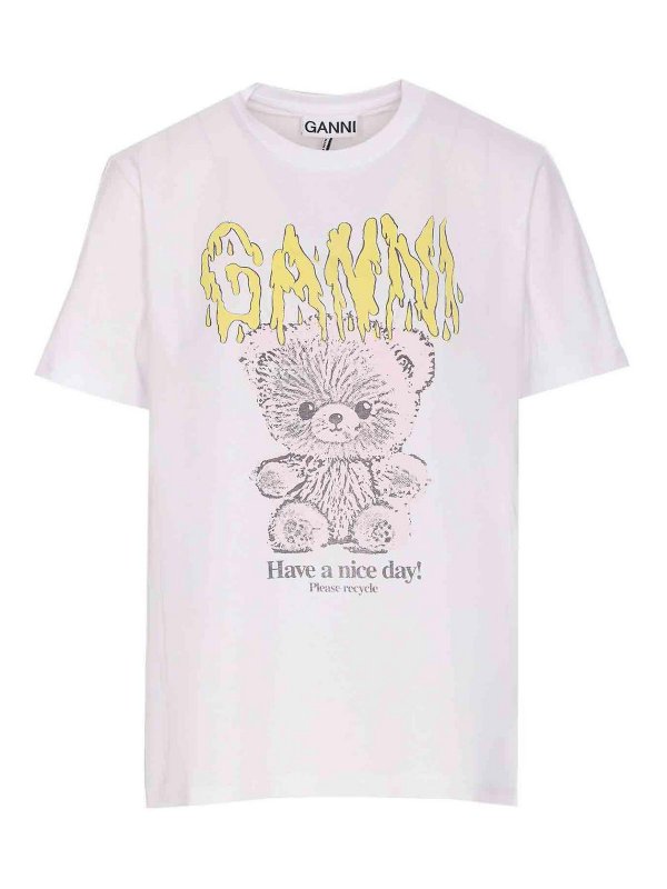 GANNI: T-shirts - T-Shirt - Weiß