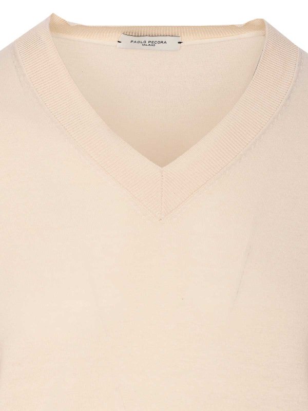 Rundhalspullover - Weiß shop online: Paolo Pecora