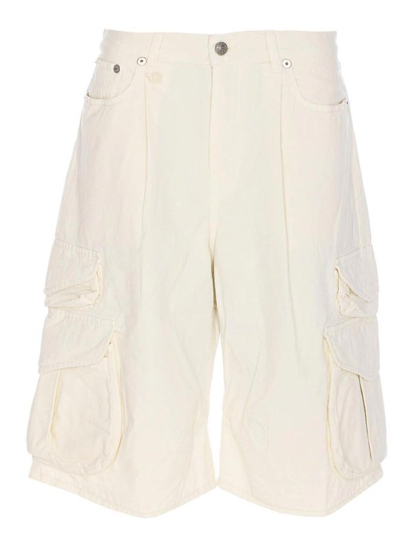R13: pantaloni shorts - Bermuda del carico bianco