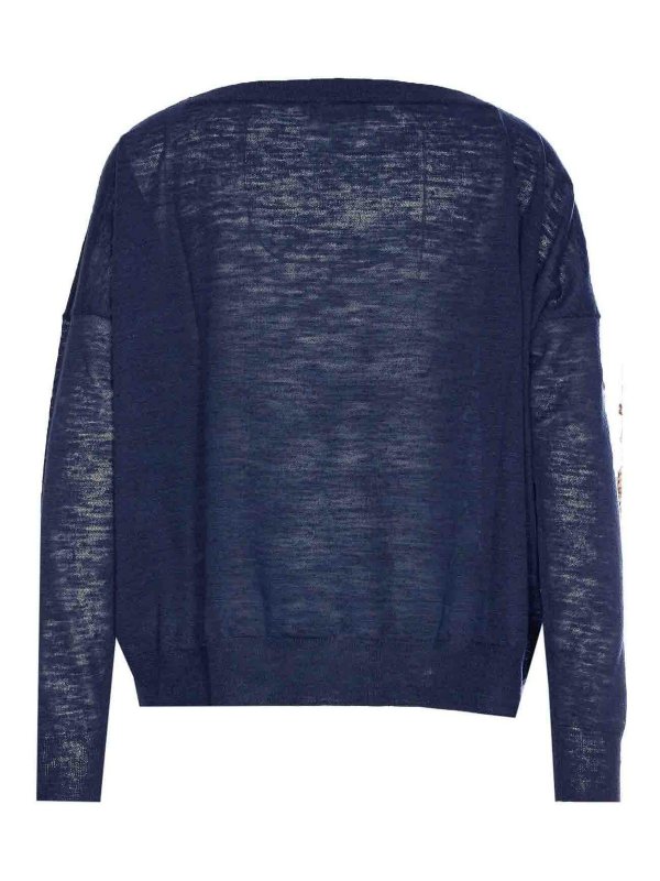 ROBERTO COLLINA: Pull col rond online - Pull Col Rond - Bleu