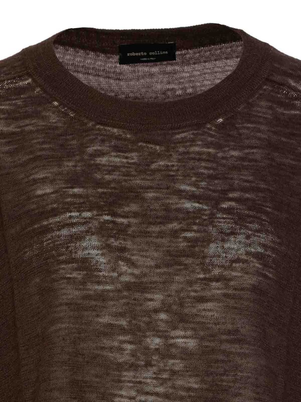 クルーネック - ブラウン shop online: ROBERTO COLLINA