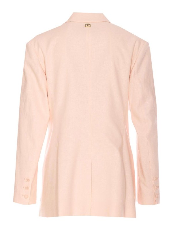 TWINSET: blazers online - Mixed Linen Blazer With Embroidery
