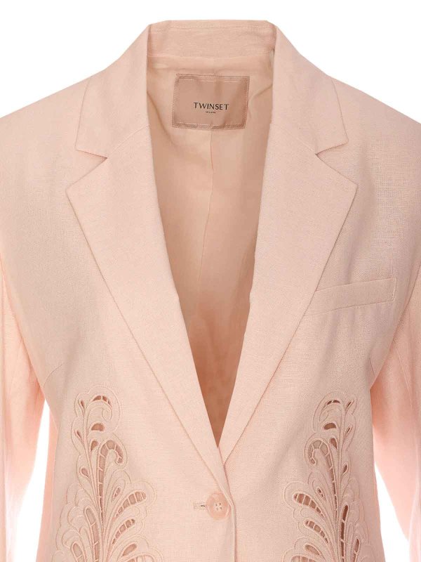 Mixed Linen Blazer With Embroidery shop online: TWINSET