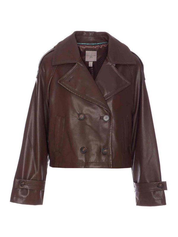 URBANCODE: leather jacket - Coffee Faux Leather Jacket