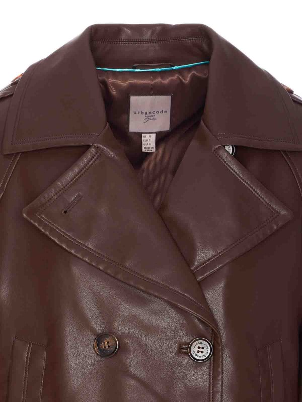 Coffee Faux Leather Jacket shop online: URBANCODE