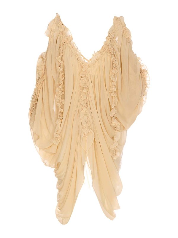ZIMMERMANN: blouses - Heavily Gathered Blouse Deep V-Neckline