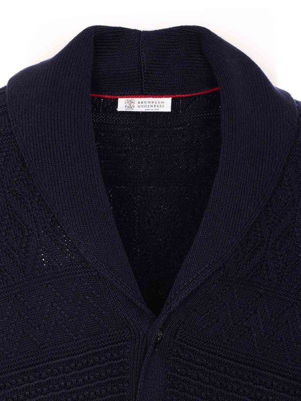 Cardigan - Bleu shop online: BRUNELLO CUCINELLI