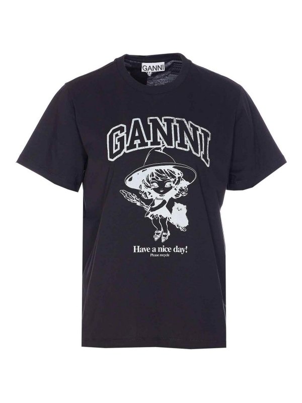 GANNI: Camisetas - Camiseta - Azul