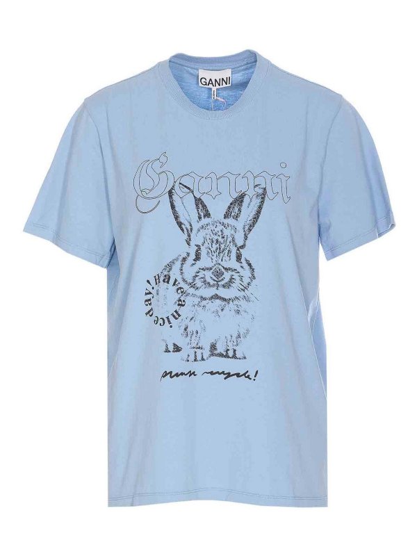 GANNI: Tシャツ - Tシャツ - ブルー