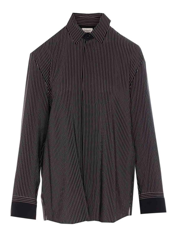 SAINT LAURENT: shirts - Black And White Striped Shirt