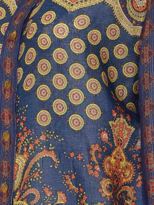 The Best Shops VALENTINO GARAVANI: shirts - Paisley Linen Shirt With Medaglioni Voyage