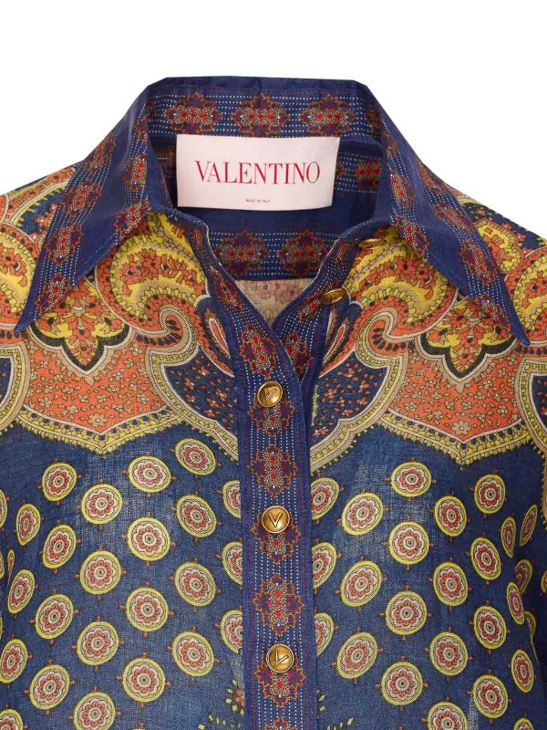 Paisley Linen Shirt With Medaglioni Voyage shop online: VALENTINO GARAVANI