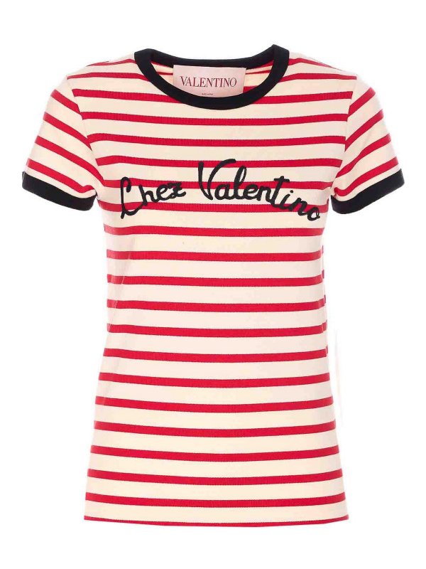 VALENTINO GARAVANI: t-shirts - Red striped tee