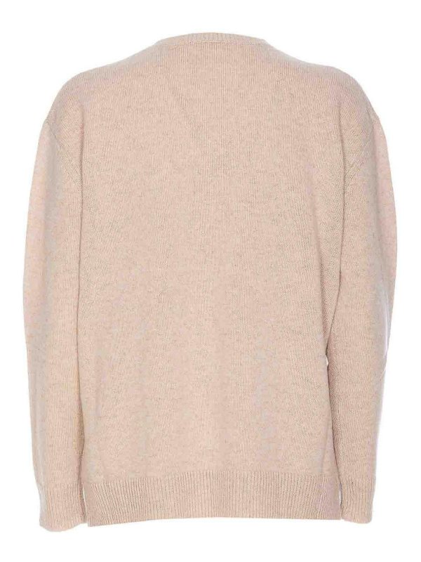 Max Mara: Strickpullover mit Rundhalsausschnitt online - Rundhalspullover - Beige