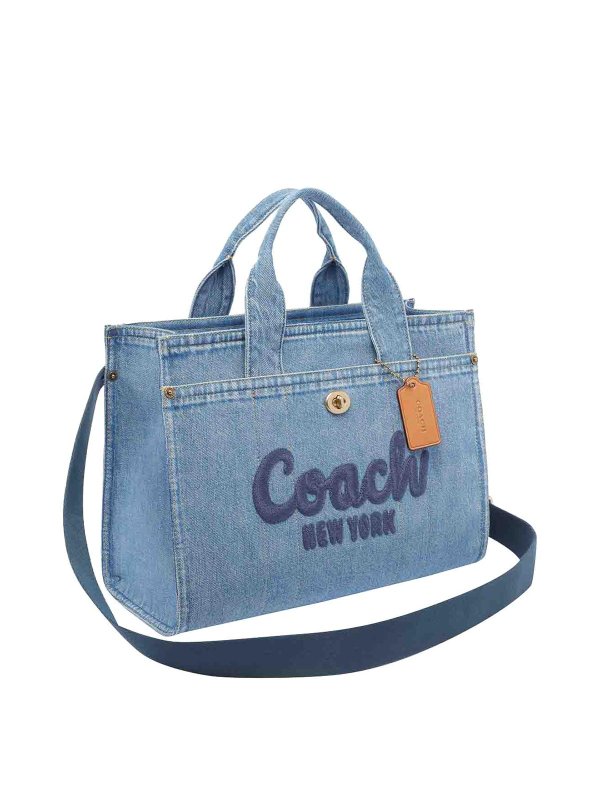 COACH: totes bags online - Denim Denim Cargo Tote Bag