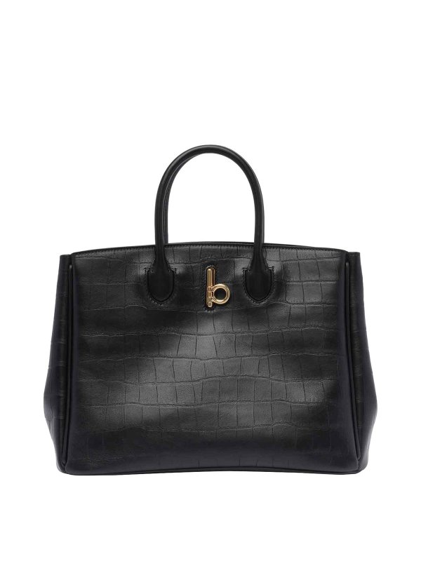 BURBERRY: totes bags - Black Small Rocking Horse Tote Bag