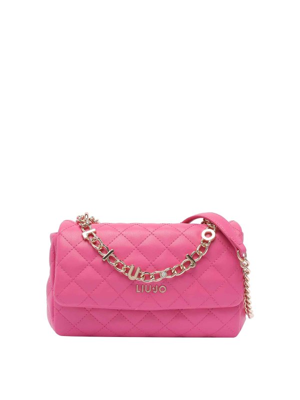 Liu Jo: cross body bags - Fuchsia Logo Crossbody Bag