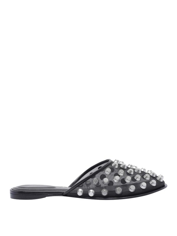 ALEXANDER WANG: sandals - Black Rhodes Flat Slippers
