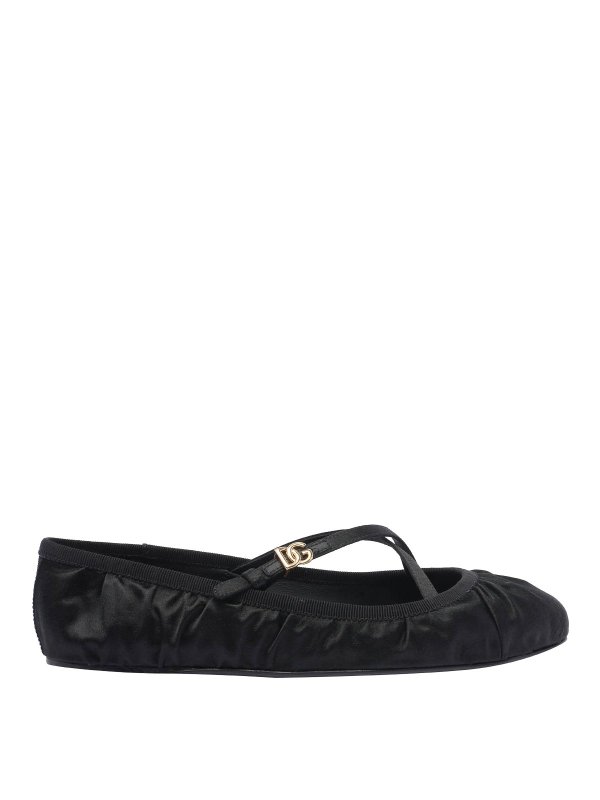DOLCE & GABBANA: ballerine - Ballerine in raso logo DG