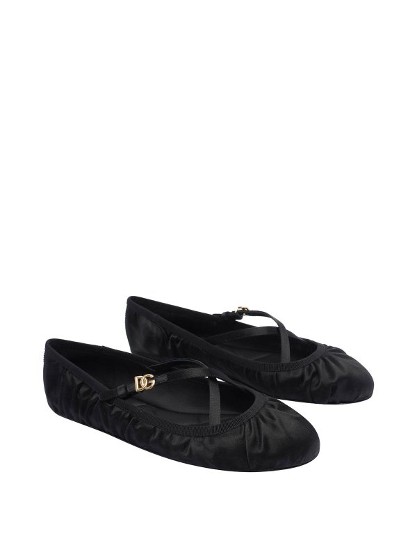 DOLCE & GABBANA: ballerine online - Ballerine in raso logo DG