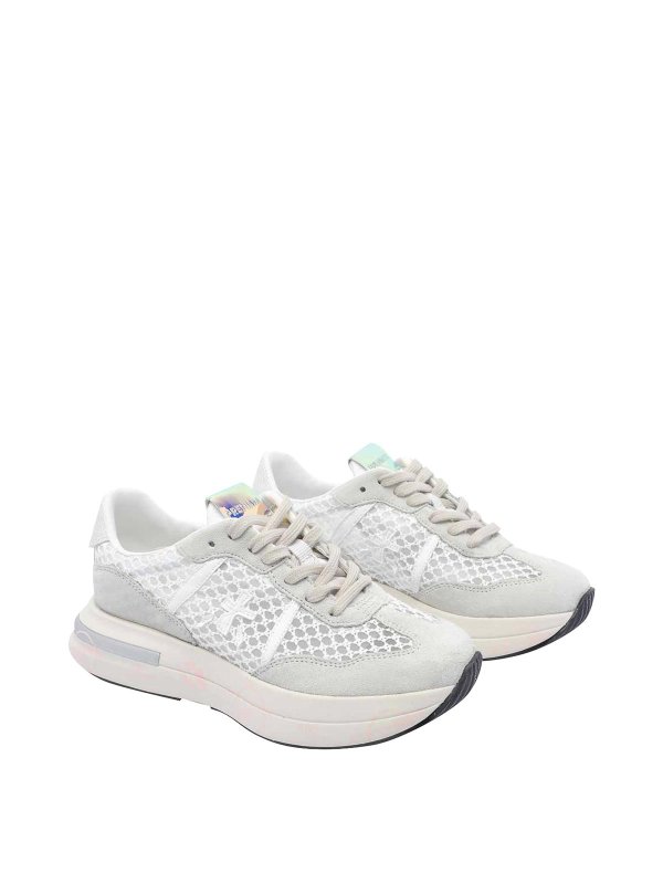 PREMIATA: trainers online - Grey And White Cassie Sneakers