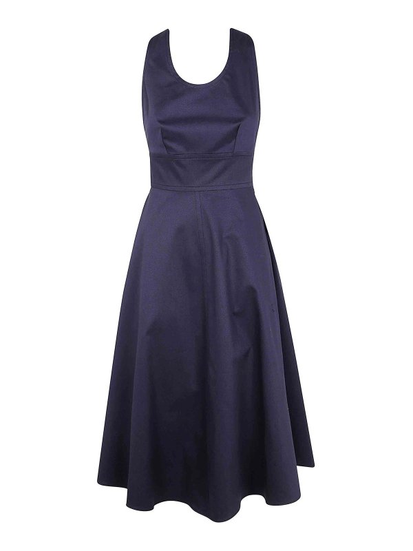 ASPESI: Knielange Kleider - Knielanges Kleid - Blau