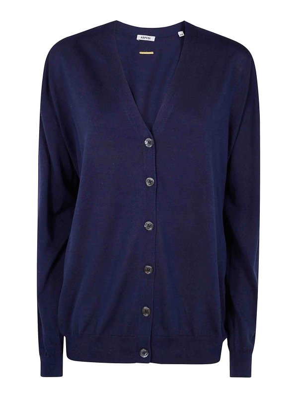 ASPESI: Cárdigans - Cárdigan - Azul