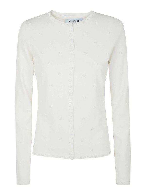 BLUGIRL: Suéteres con cuello pico - Suéter Cuello Redondo - Blanco